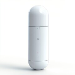 White Capsule Shaped Electronic Gadget on White Background