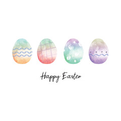 Easter eggs drawing clip art set. Happy Easter egg flat clip art collection in watercolor for traditional hunting celebration. Spring holiday. Vector illustration isolated.
