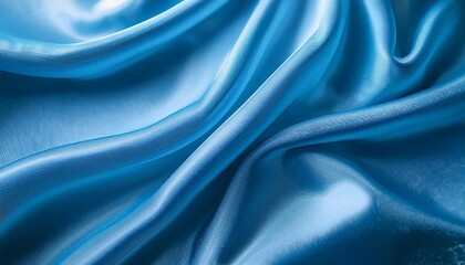 Fototapeta premium Ethereal Blue Silk: Elegant folds of lustrous, sky blue silk create a sense of luxurious texture and gentle movement, perfect for conveying opulence and sophistication. 