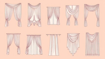 Elegant curtain designs, window treatments, interior decor, home design, soft peach background