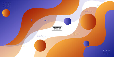 Orange and blue geometric business banner design. Creative banner design with wave shape. Simple design on white horizontal banner. Vector Eps10