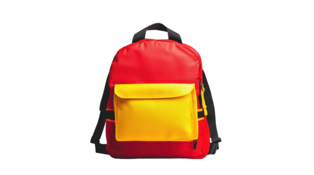 Red backpack isolated on white background