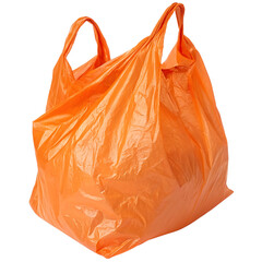 Orange plastic bag isolated on a transparent background