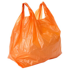 Orange plastic bag isolated on a transparent background