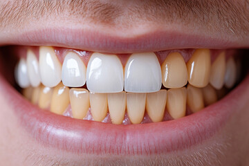 Man smiling with a missing tooth at a park picnic.