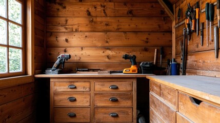 Organizing a woodworking workshop home garage interior design cozy atmosphere wide angle craftsmanship essentials