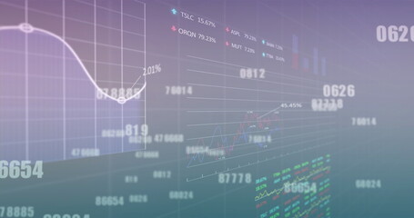 Image of data processing over diagrams and stock market