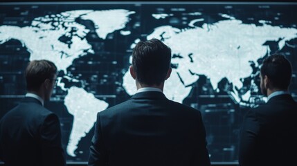 Obraz premium Elegant Business Setting with Executives Analyzing Global Strategy
