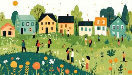 Suburban Community Spring Day