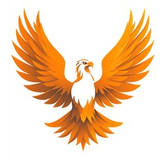 Majestic orange phoenix with outstretched wings.