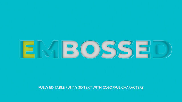 Colorful Embossed 3D Text Characters with Bounce Effect