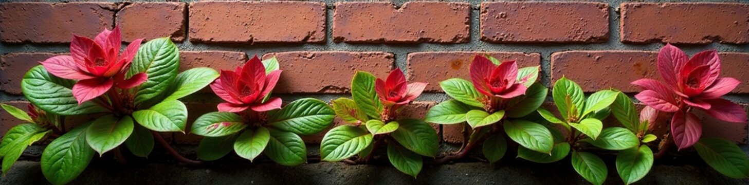 Delicate cuttings of Coleus amboinicus on rustic brick wall, coleus, succulent