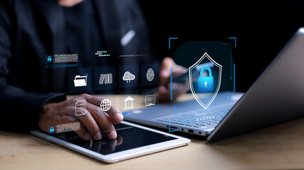 cyber security concept, Login, User, identification information security and encryption, secure...