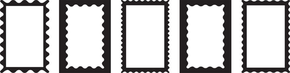 Different rectangle frames with wiggly edges set. Modern vector template