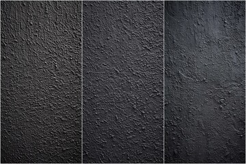 Fototapeta premium Three black and white images of a rough surface. The surface is made of a material that is not smooth
