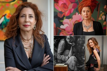 Candid portraits showcase diverse women in different environments, highlighting their roles in work and activism while celebrating their contributions on International Women's Day