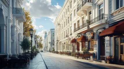 Obraz premium Charming historical district with well-preserved colonial-era buildings, showcasing the rich history of the area. 