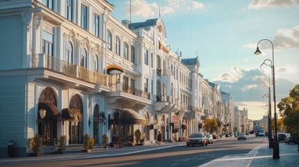 Fototapeta premium Charming historical district with well-preserved colonial-era buildings, showcasing the rich history of the area. 