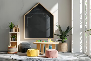 Modern Luxury Home Interior Bedroom Design with Mockup Frame , Wall Poster (3d Render)