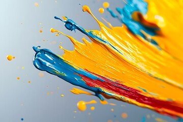 Vibrant pigments splattered on the white canvas