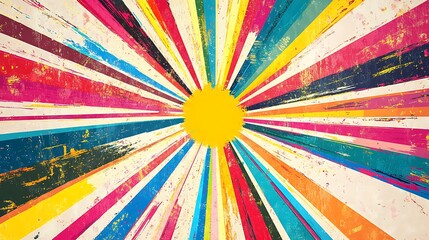 Vibrant Sunburst Retro Abstract Art