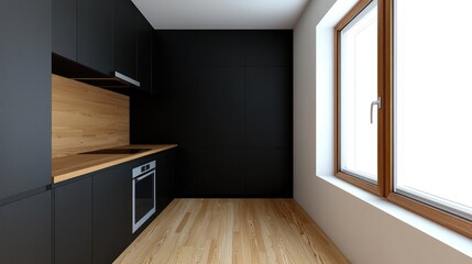 Fototapeta premium Modern kitchen design urban apartment 3d rendering contemporary style bright environment minimalist aesthetic