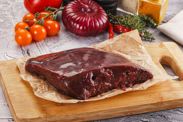 Raw beef liver for cooking