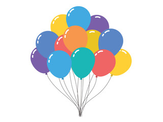 Naklejka premium Air balloons bundle floating up, decor element, Big bunch of colorful helium balloons