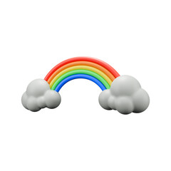 a 3D icon render rainbow and clouds