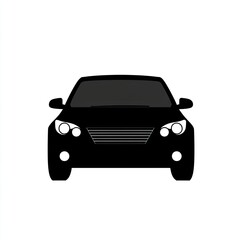 Fototapeta premium Silhouette of a car, front view, isolated on white background