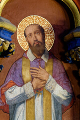 Naklejka premium Fresco (19th century) of St. Francis de Sales or Saint François de Sales. Saint and Doctor of the Catholic Church. Founder of the Order of the Visitation of Holy Mary (Visitandines). .