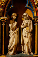 Obraz premium FRANCE, 2025-02-15. Annonciation, Statue (19th century) of Annunciation to the Blessed Virgin Mary by the Archangel Gabriel. .