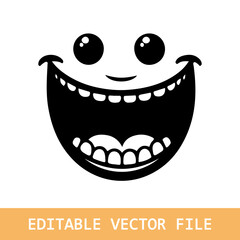 Funny mouth, with teeth set. vector silhouette illustration