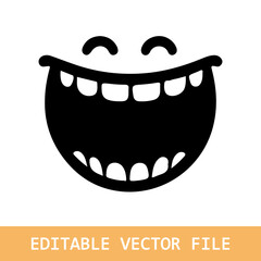 Funny mouth black and white vector illustration