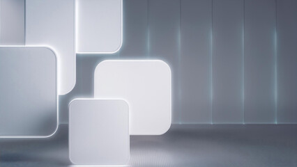 White Panels with Neon Outlines