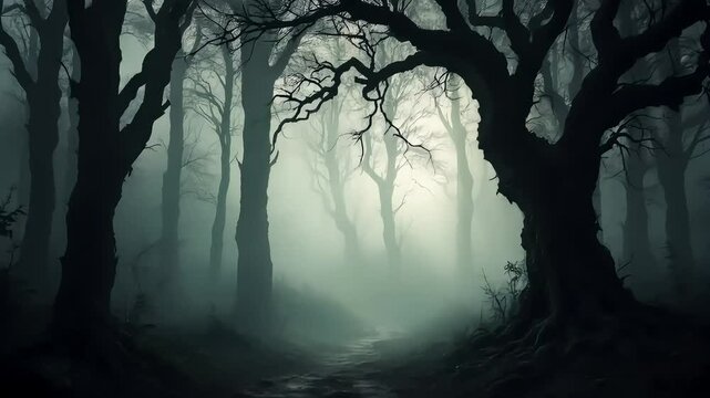 Dark Misty Forest Path