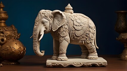 Elephant in stone ornament