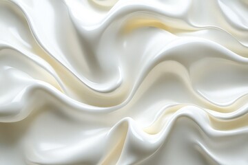 Obraz premium A close-up of flowing white satin fabric showcases its smooth, glossy texture and gentle curves, ideal for use in fashion, textiles, or interior design projects