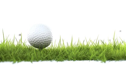 Fototapeta premium Golf Ball on a Tee in Green Grass - Isolated on White Background