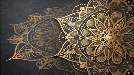 Exquisite Golden Filigree Pattern on a Deep Charcoal Background with Ornate Details sophisticated and intricate golden filigree design gracefully spread across a rich charcoal 