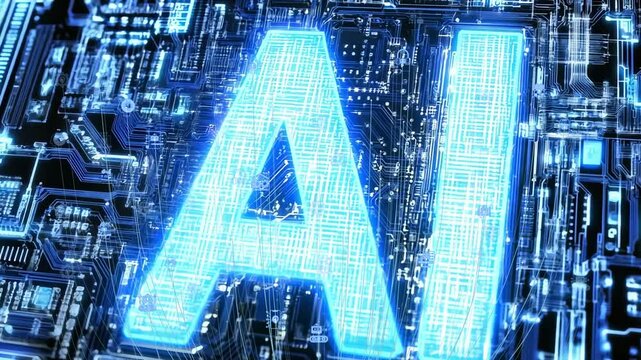Artificial intelligence neural networks AI symbol technology loop concept. Abstract sign on glitch screens seamless