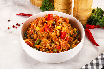 Mexican spicy rice with vegetables