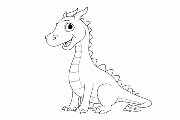 Fototapeta premium Baby Dragon Coloring Pages for Kids – Cute Fantasy Creatures Line Art