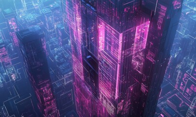 Obraz premium Futuristic Neon Cityscape