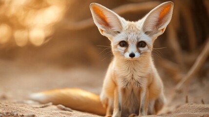 Fototapeta premium Adorable Fennec Fox in Desert Setting