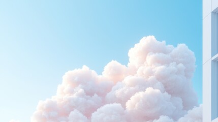 Fluffy Clouds Over Modern Building