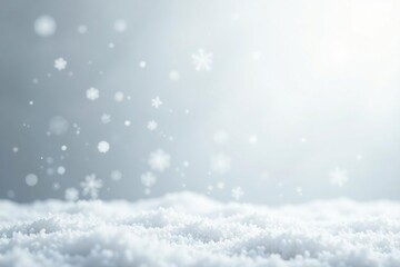 Fototapeta premium Soft falling snowflakes on a pure white background, black, minimalist, snowy