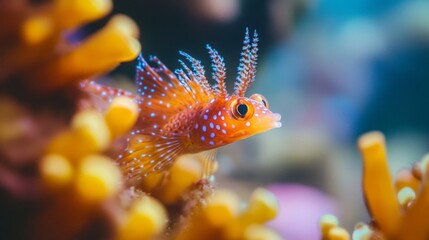 Obraz premium Vibrant Orange Spotted Fish in a Coral Reef