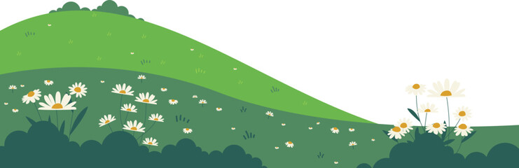 Green Hill with Daisies