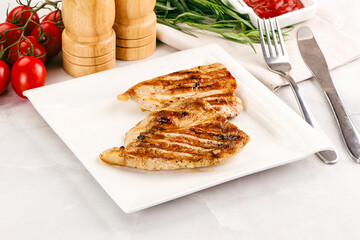 Grilled pork steak with sauce